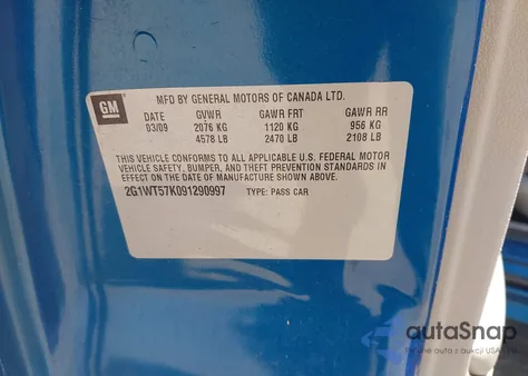 2009 Chevrolet Impala Lt from USA, damaged, VIN 2G1WT57K091290997